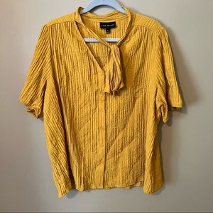 Lane Bryant Crinkle Button Down Bow Blouse